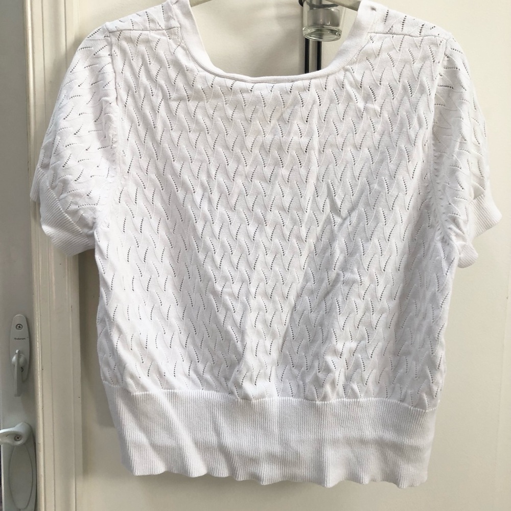 Dainty Frilly Cotton Short Sleeve White Shrug - Picture 4 of 4